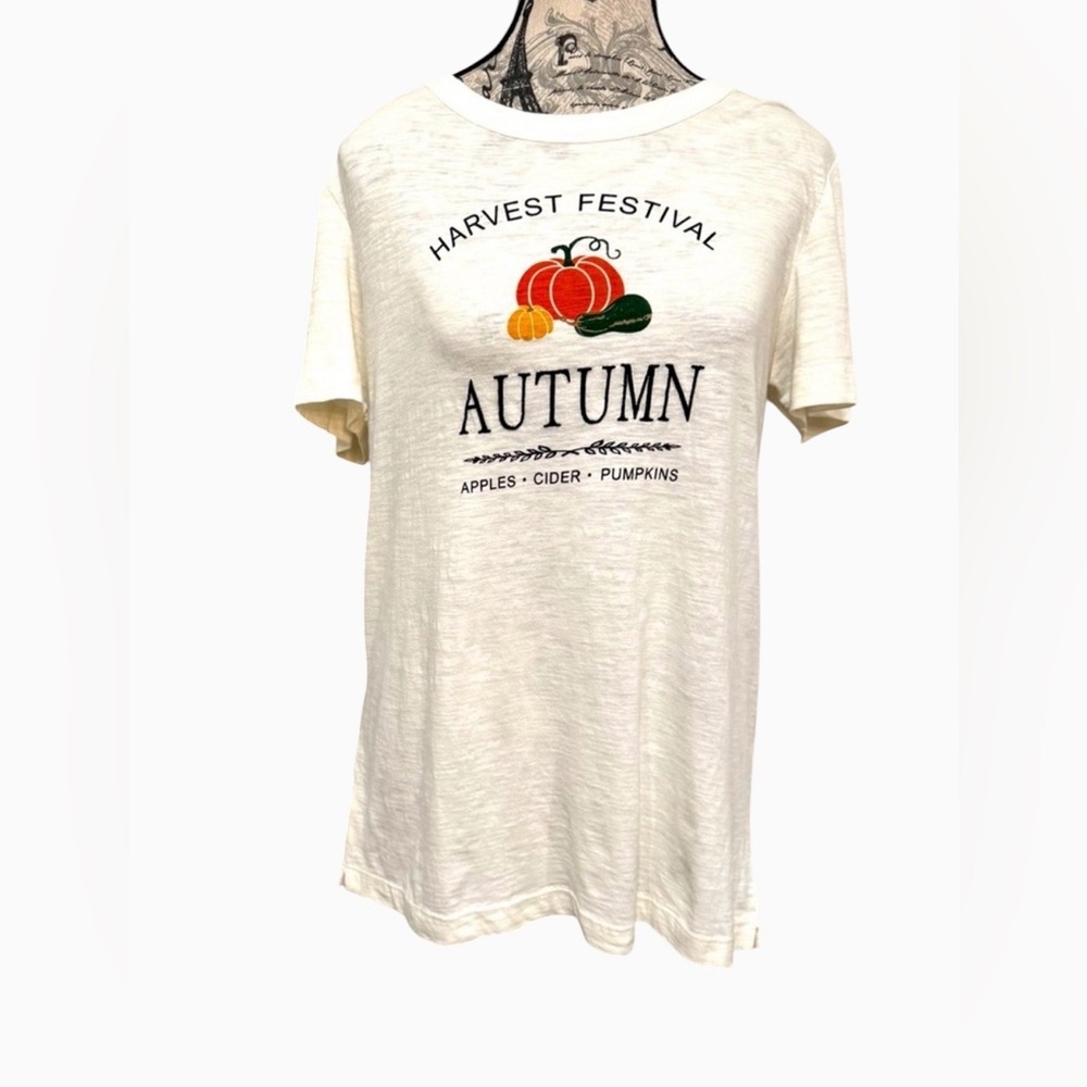 LOFT Cotton Cream Harvest Festival Tee size Medium